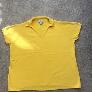 Jessica London Silky soft bright yellow V neck collar knit top 1X